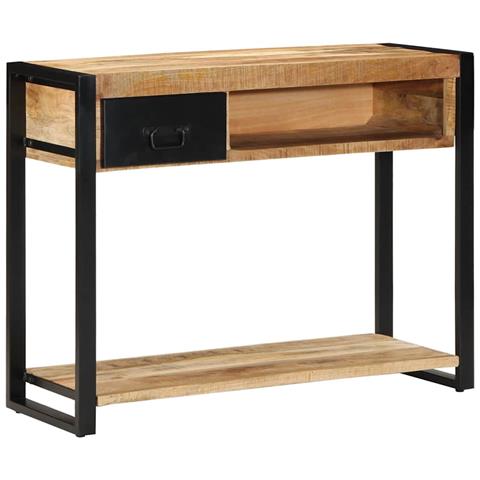 Tavolo Consolle 100x35x75 Cm In Legno Massello Di Mango Grezzo - Foto 1