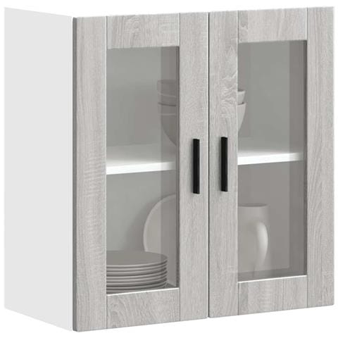 Pensile Da Cucina Con Porta In Vetro Porto Grigio Sonoma - Foto 1