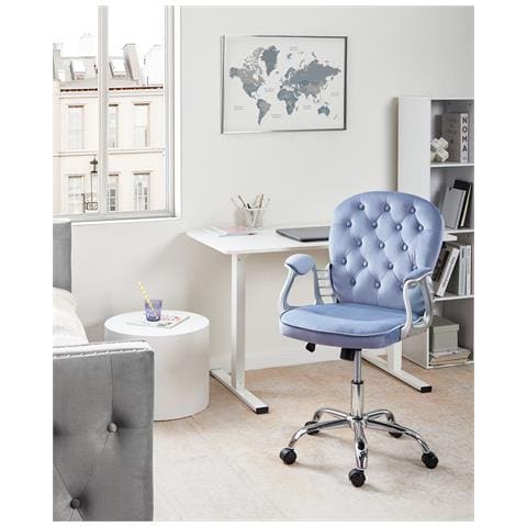 Sedia Da Scrivania Princess Velluto Azzurro - Foto 1