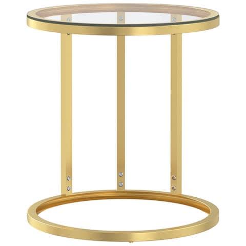 Tavolino Oro E Trasparente 45 Cm In Vetro Temperato - Foto 1