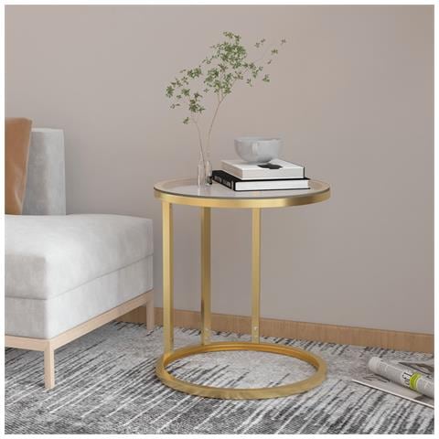 Tavolino Oro E Trasparente 45 Cm In Vetro Temperato - Foto 6