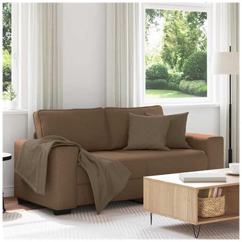 Divano a 2 Posti Marrone 140 cm in Tessuto - Foto 2