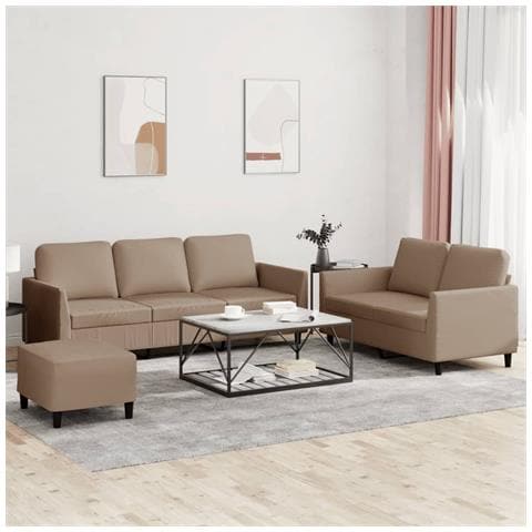 Set di Divani 3 pz con Cuscini cappuccino in Similpelle - Foto 2