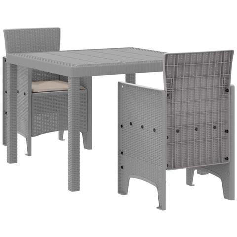 Set pranzo giardino con cuscini grigio chiaro in polyrattan - Foto 1