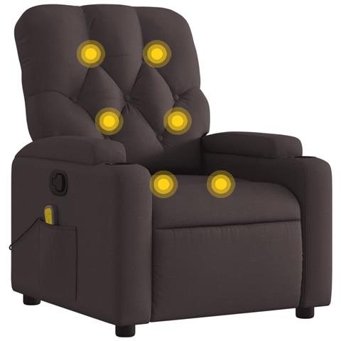 Poltrona Massaggiante Reclinabile Marrone Scuro in Tessuto - Foto 1