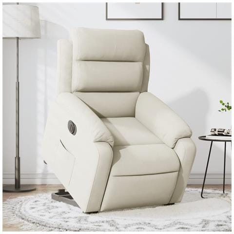 Poltrona Alzapersona Reclinabile Elettrica Crema in Velluto - Foto 2