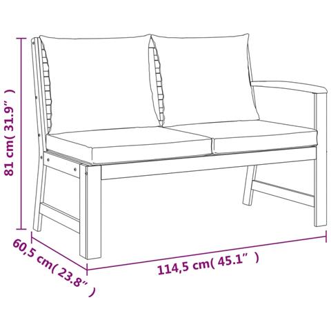 Set da Pranzo Giardino 4pz con Cuscini Legno Massello di Acacia - Foto 9