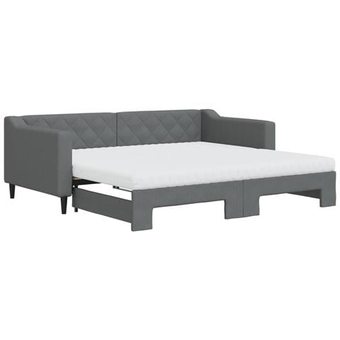 Divano Letto Estraibile Materassi Grigio Scuro 90x190cm Tessuto - Foto 1