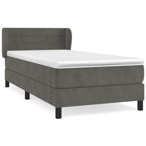 Giroletto a Molle con Materasso Grigio Scuro 80x200 cm Velluto - Foto 1