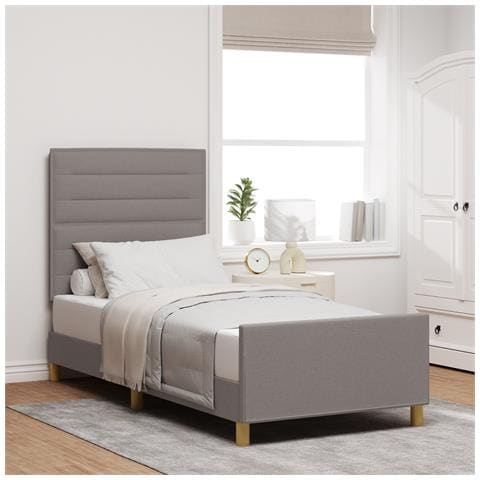 Letto in Tessuto Tortora 90x190 cm di - Foto 2