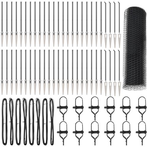 Recinzione esagonale grigia 1x100 m in acciaio, Picchetti per recinzione con picchetto 13 pcs Ø32 mm 120 cm in acciaio zincato - Foto 1