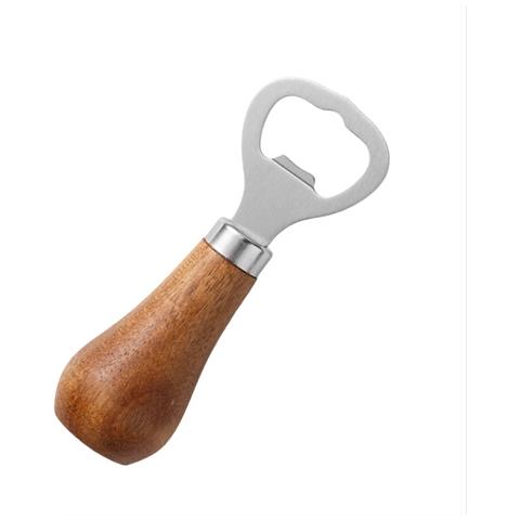 Apribottiglie Verticale In Legno Di Acacia E Acciaio Inossidabile - Design Creativo Per Birra Silver - Foto 2