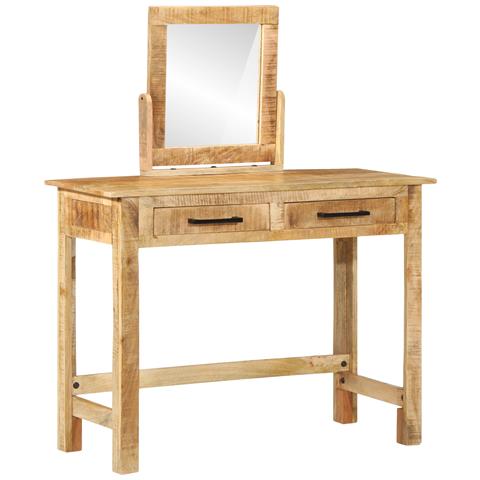 Toeletta con Specchio Legno Massello Mango Grezzo - Foto 1