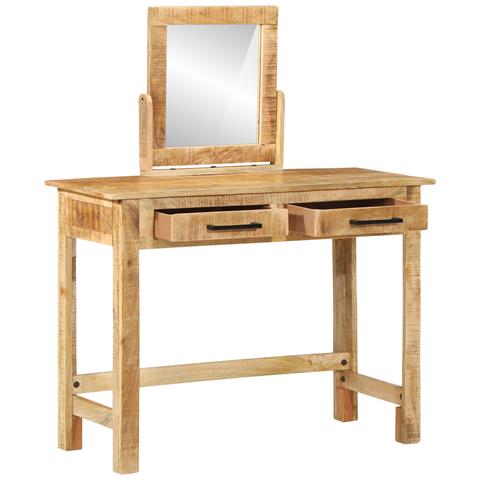 Toeletta con Specchio Legno Massello Mango Grezzo - Foto 2