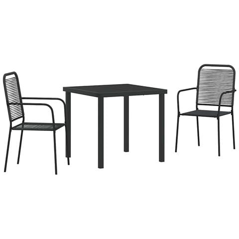 Set da Pranzo per Giardino 3 pcs Nero - Foto 1