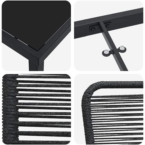 Set da Pranzo per Giardino 3 pcs Nero - Foto 9