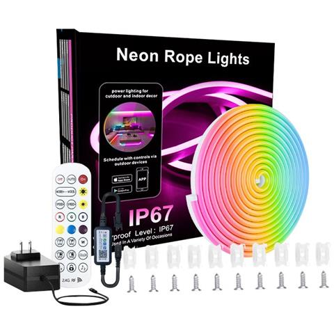 Striscia Led Neon Rgbic 30m - 72 Led/m, 2.4g, Bluetooth, Telecomando 24 Tasti, Spina Eu - Foto 1