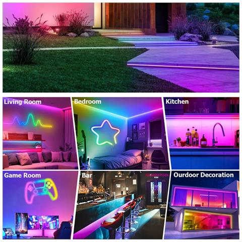 Striscia Led Neon Rgbic 30m - 72 Led/m, 2.4g, Bluetooth, Telecomando 24 Tasti, Spina Eu - Foto 7