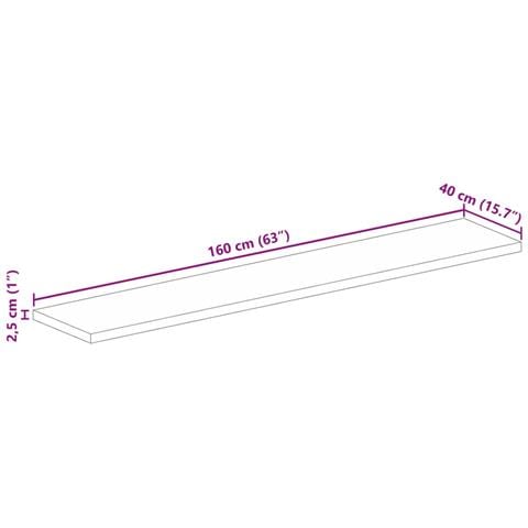 Piano per Tavolo 160x40x2,5cm Rettangolare Legno Massello Mango - Foto 9