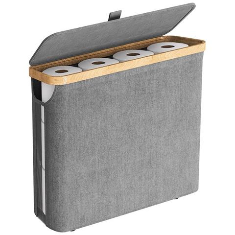 Cesto Portabiancheria In Tessuto Oxford Con Coperchio - Contenitore Pieghevole Grey - Foto 1