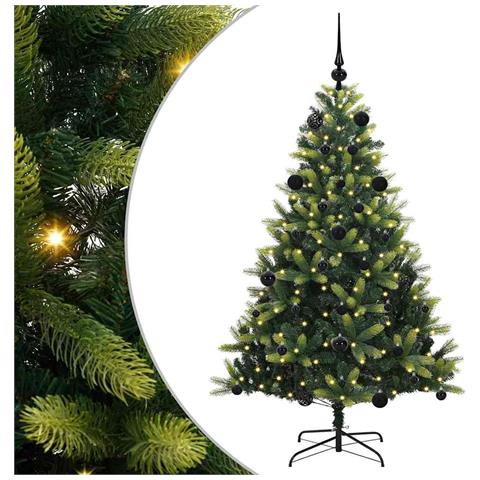 Albero di Natale Artificiale Pieghevole 150 LED Verde 150 cm - Foto 1