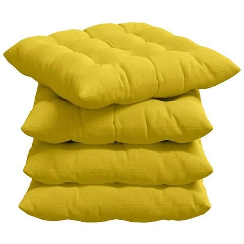 Cuscini per Seduta 2 pcs Giallo Chiaro 40 x 40 x 6 cm Tessuto - Foto 1