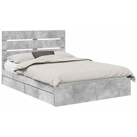 Letto con Contenitore con testiera Grigio cemento 150 x 200 cm - Foto 1