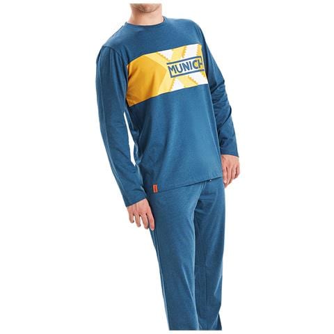 Pigiama Invernale Da Uomo A Maniche Lunghe Girocollo Mu1 - Foto 3