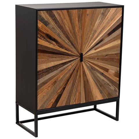 Credenza In Legno E Metallo A 2 Ante Marrone 80x37x101 - Foto 1