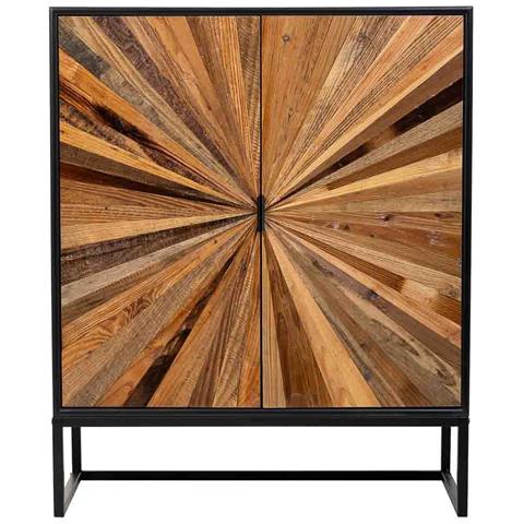 Credenza In Legno E Metallo A 2 Ante Marrone 80x37x101 - Foto 2
