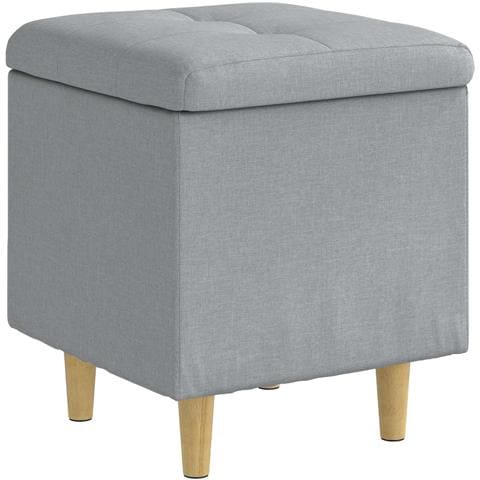 Pouf con Storage Grigio chiaro 40 x 40 x 45 cm Tessuto - Foto 1