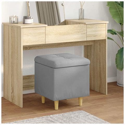 Pouf con Storage Grigio chiaro 40 x 40 x 45 cm Tessuto - Foto 2