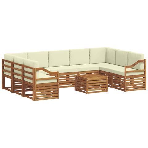 Set divani 10 pcs Naturale e Crema Legno di Acacia Massello - Foto 1