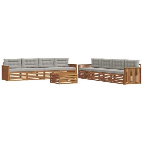 Set di divani da esterno 9 pcs Grigio Naturale e Chiaro - Foto 1