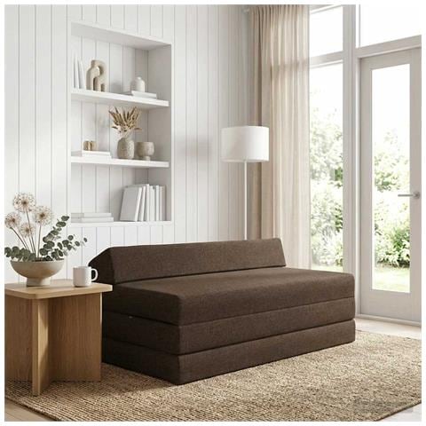 Divano Letto Pieghevole Tortora 120 x 60 x 49 cm Tessuto - Foto 2