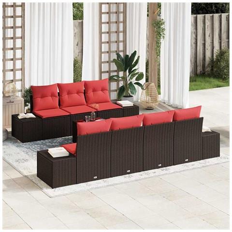 Set Divano da Giardino con cuscino 8 pcs Marrone polyrattan - Foto 2