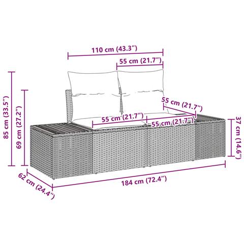 Set Divano da Giardino con cuscino 8 pcs Marrone polyrattan - Foto 9