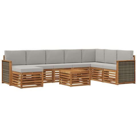Set di divani da esterno 7 pcs Naturale e Grigio Chiaro - Foto 1