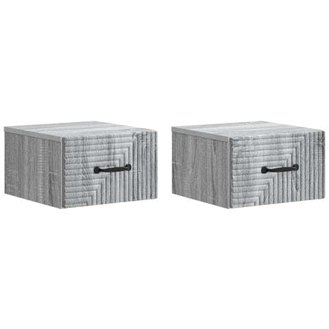 Mobiletto da notte a muro 2 pcs Grigio Sonoma 34,5 x 33 x 20 cm - Foto 1
