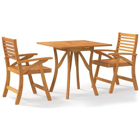 Set da Pranzo per Giardino 3 pz in Legno Massello di Acacia - Foto 1