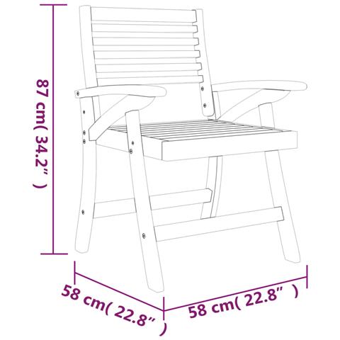 Set da Pranzo per Giardino 3 pz in Legno Massello di Acacia - Foto 9