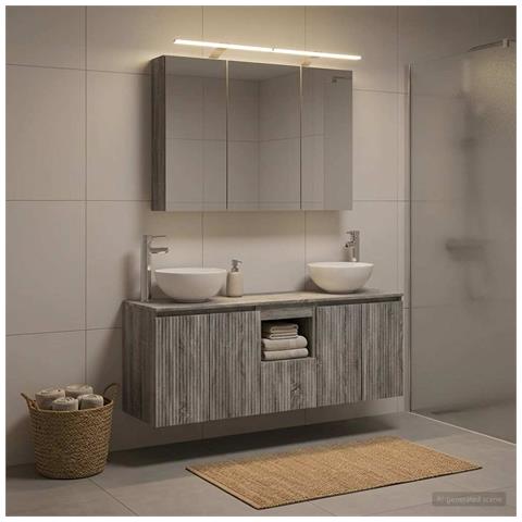 Set di Armadi da Bagno 4 pcs Sonoma grigio 100 x 14,5 x 70 cm - Foto 2