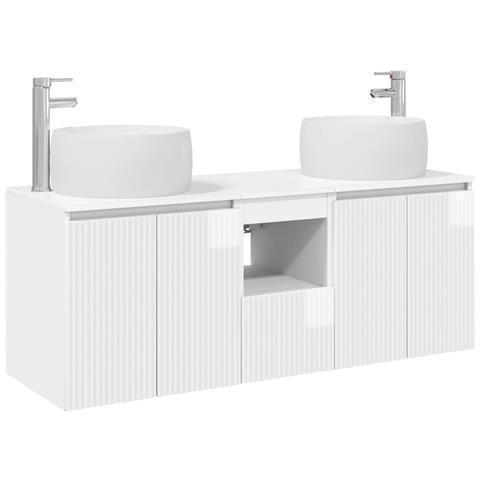 Set di Armadi da Bagno 3 pz Bianco Lucido 49,5 x 44,5 x 66 cm - Foto 1