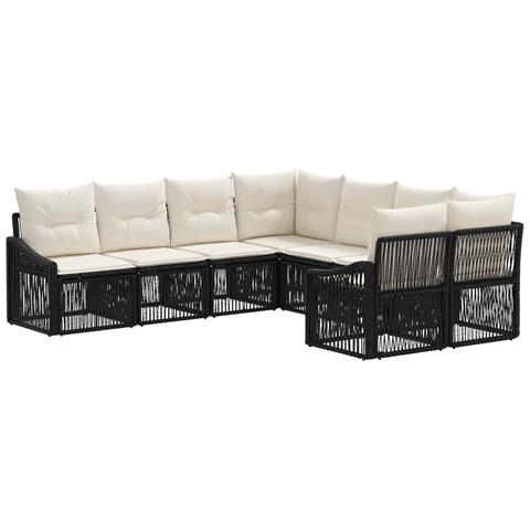 Set Divano da Giardino 8 pz 8-Numero di posti Nero polyrattan - Foto 1