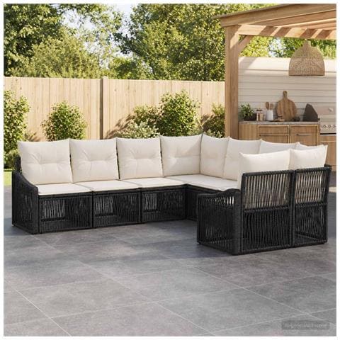 Set Divano da Giardino 8 pz 8-Numero di posti Nero polyrattan - Foto 9