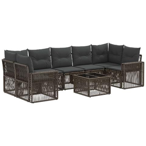 Set Divano da Giardino 8 pz Grigio polyrattan - Foto 1