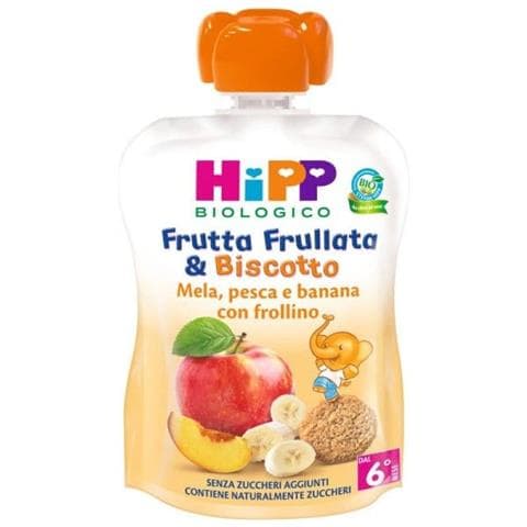 Bio Frutta Frullata &Biscotto Mela Pesca Banana Frollino 90 g - Foto 1