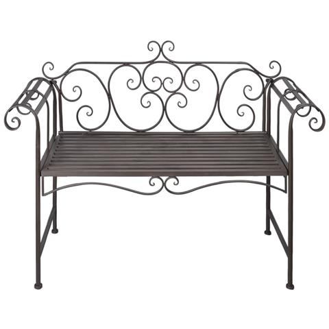 Panchina da Giardino 132 cm in Acciaio Stile Anticato Marrone - Foto 5