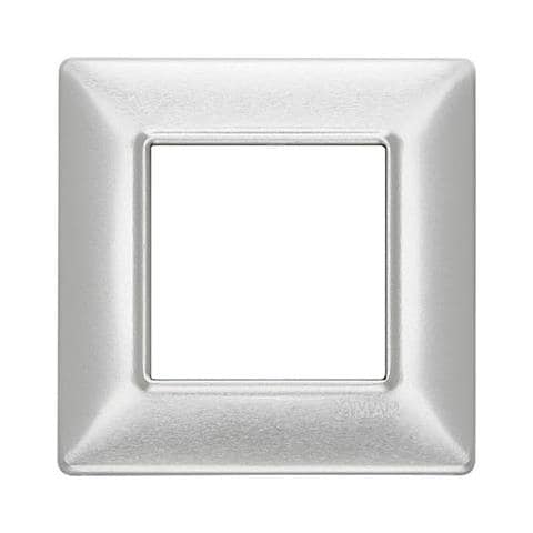 Placca Plana Alluminio Spazzolato 1, 2, 3, 4, 7 Moduli Metallo - Alluminio 2 Posti Metallo Placche - Foto 1