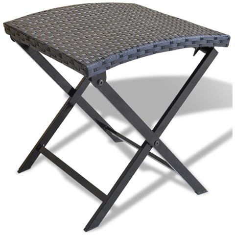 Sgabello Pieghevole in Polyrattan Nero - Foto 1